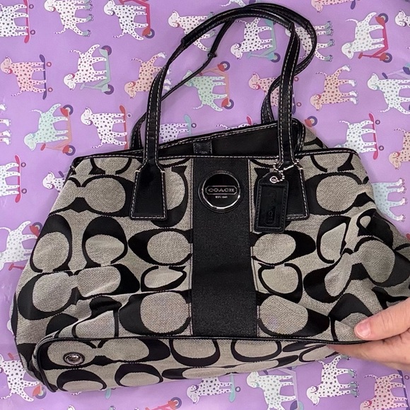 Coach Handbags - Coach Black and Gray Patterned Bag